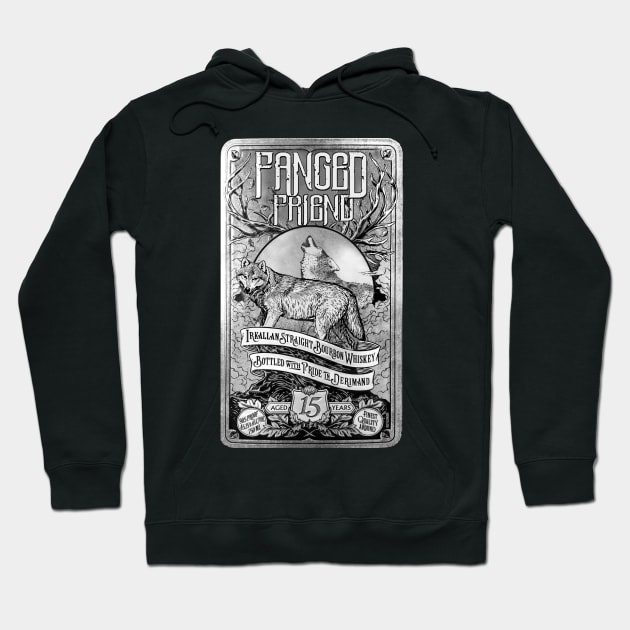 Fanged Friend Whiskey Wolf Logo Hoodie by ballhard